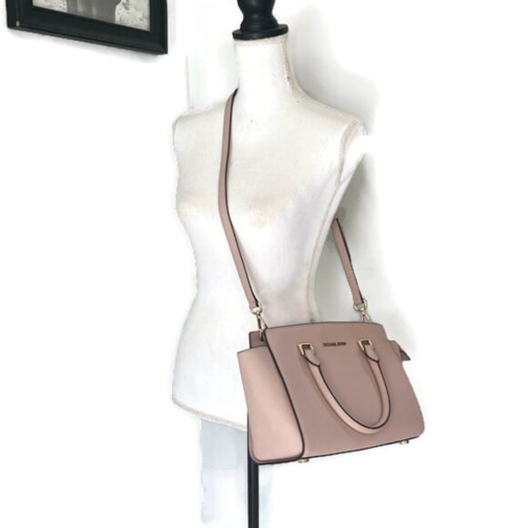 Michael Kors Selma Blush Saffiano Leather Satchel/Crossbody with Gold Hardware - Picture 3 of 10